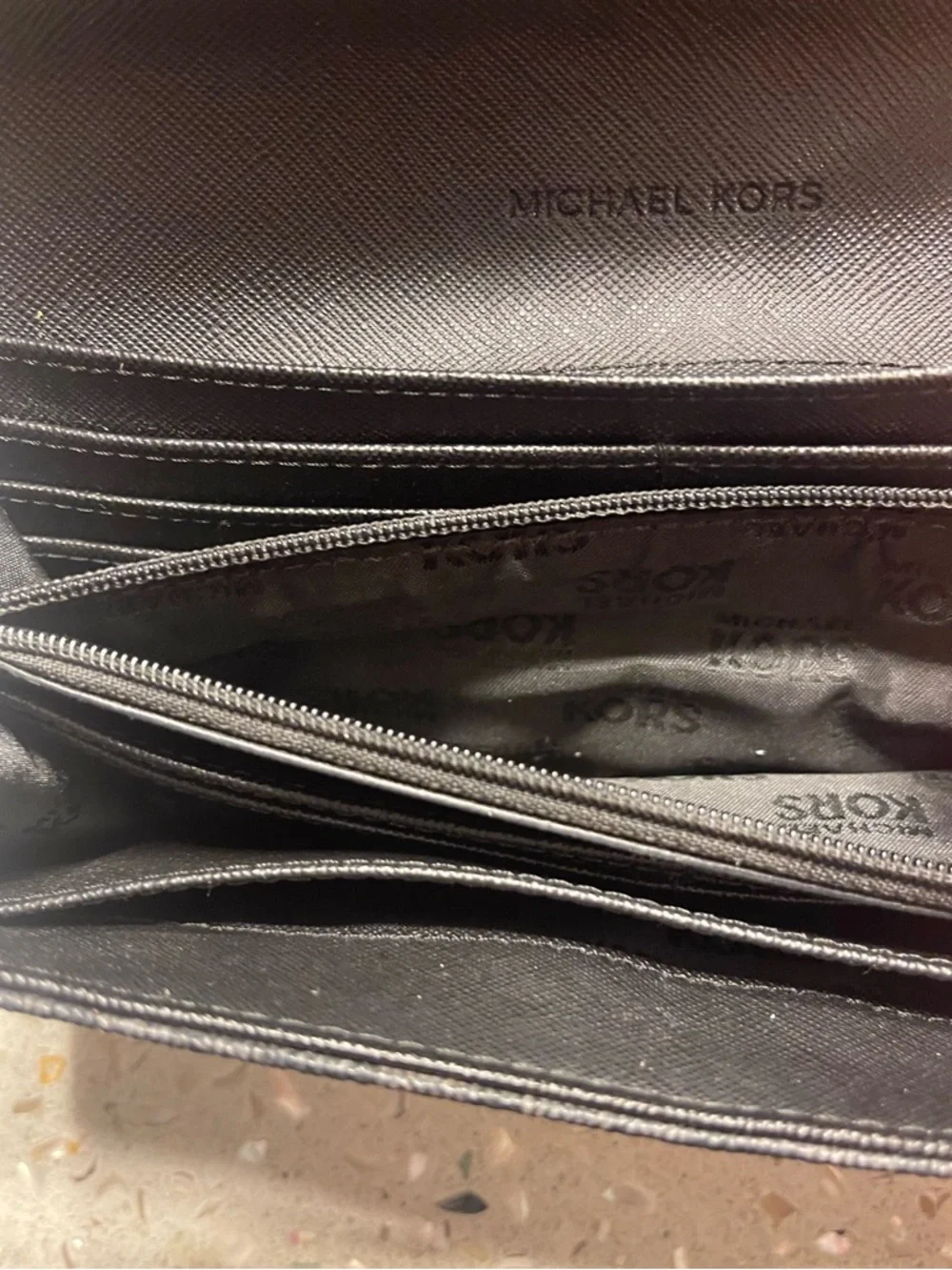 Michael Kors Fulton Black Logo Flap Continental Wallet.